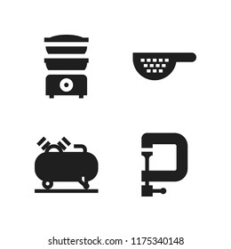 cook icon. 4 cook vector icons set. food steamer, strainer and tools and utensils icons for web and design about cook theme