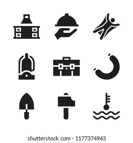 cook icon. 9 cook vector icons set. sausage, tray and tools and utensils icons for web and design about cook theme