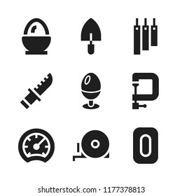 cook icon. 9 cook vector icons set. tools and utensils, boiled egg and knife icons for web and design about cook theme