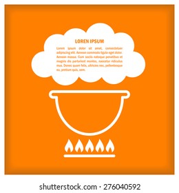 Cook Icon. Cauldron. Vector illustration with text place for signs, icons, logotypes, menu and recipes