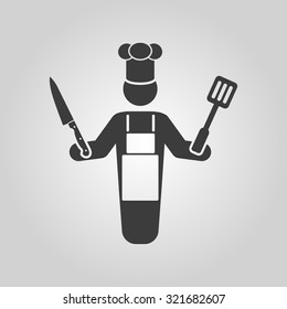 The cook icon. Chef and barbecue, restaurant symbol. Flat Vector illustration