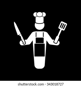 The cook icon. Chef and barbecue, restaurant symbol. Flat Vector illustration