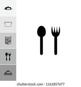 Cook icon. collection of 6 cook filled and outline icons such as fork and spoon, dish, menu. editable cook icons for web and mobile.
