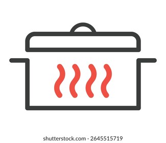 Cook Icon. Cooking in Pot. Pot Icon. Pan Icon. Vector Illustration. 