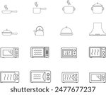 Cook icon. Cooktop, oven, microwave, pot, pan, vector icon set. Cook, kitchen silhouette best vector icons collection.