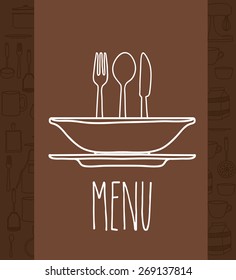 Cook icon design over brown background, vector illustration