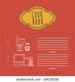 Cook icon design over red background, vector illustration