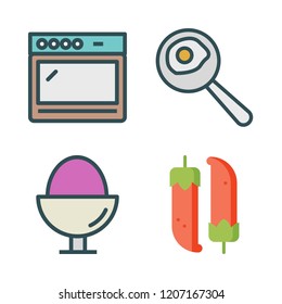 cook icon set. vector set about chilli, oven, egg and fried egg icons set.