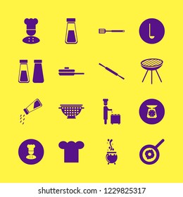 cook icon. cook vector icons set kitchen scale, chef ladle, chef cap and salt pepper shaker