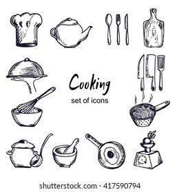 cook icons set