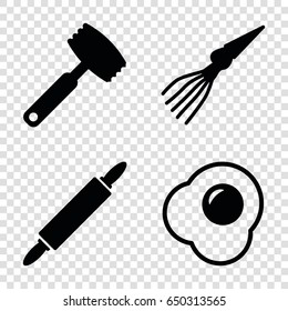 Cook icons set. set of 4 cook filled icons such as dough pin, knife, egg