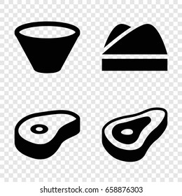 Cook icons set. set of 4 cook filled icons such as beef, chef hat