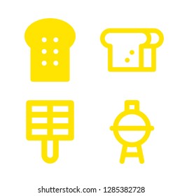 cook icons set with grill and bread vector set
