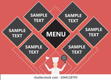 cook infographic elements, food texture, cartoon character, infographic design template, vector illustration.