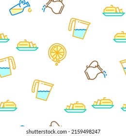 Cook Instruction For Prepare Food Vector Seamless Pattern Color Line Illustration