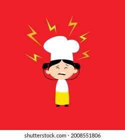 Cook irritated Head in Hands Flat Vector Cartoon Illustration