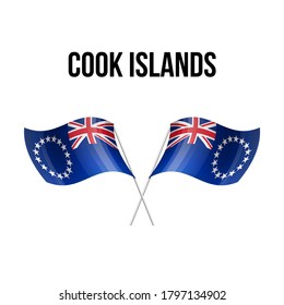 Cook island flag state symbol isolated on background national banner. Greeting card National Independence Day of the Cook island . Illustration banner with realistic state flag.