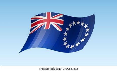 Cook island flag state symbol isolated on background national banner. Greeting card National Independence Day of the Cook island . Illustration banner with realistic state flag.