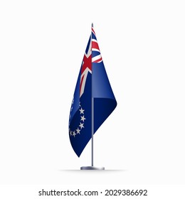 Cook island flag state symbol isolated on background national banner. Greeting card National Independence Day of the Cook island . Illustration banner with realistic state flag.