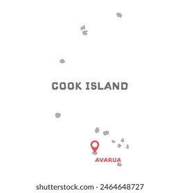 Ilustración del mapa del Vector de la isla de Cook, silueta del mapa del país con la marca de la ciudad capital de la isla de Cook en el interior. Ilustración vectorial