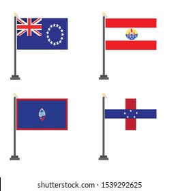 Cook island-French polinesia-Guam-Netherlands Antilles flags  vector file