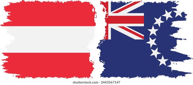 Islas Cook y Austria grunge banderas de conexión, vector