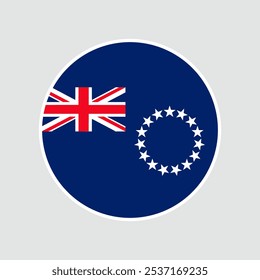  Cook Islands circle flag. Flag icon. Standard color. Round flag. digital illustration. Vector illustration.