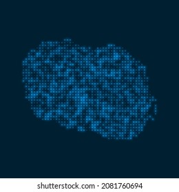 Cook Islands dotted glowing map. Shape of the island with blue bright bulbs. Vector illustration.