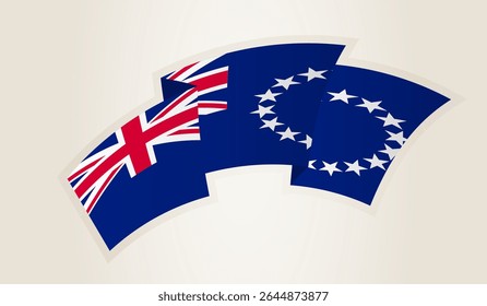 Cook Islands Flag in Abstract Ribbon Shape, National Symbol of the Cook Islands. This vector is ideal for use in national events, Independence Day, international sports competitions.