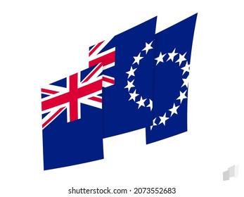 Bandera de las Islas Cook en un diseño abstracto y rasgado. Diseño moderno de la bandera de las Islas Cook. Icono del vector.