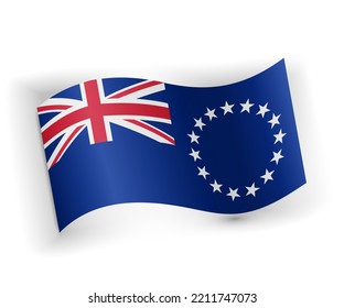 Cook Islands flag bended and lying on white background