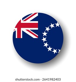 Cook Islands flag - flat vector circle icon or badge with dropped shadow.