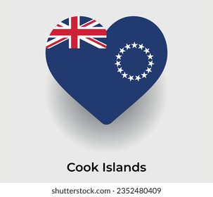Indicación de la bandera de las Islas Cook forma de corazón país icono vector ilustración