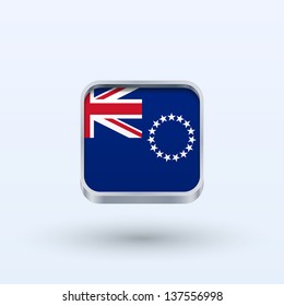 Cook Islands flag icon square form on gray background. Vector illustration.