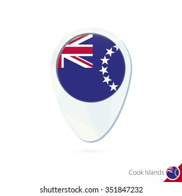Cook Islands flag location map pin icon on white background. Vector Illustration.