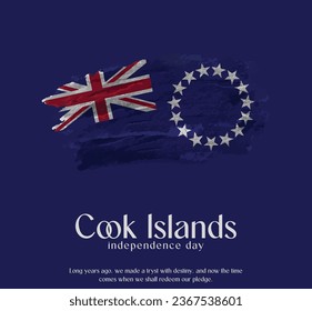 Cook Islands Flag Made of Glitter Sparkle Brush Paint Vector, Celebrating Cook Islands Independence Day.