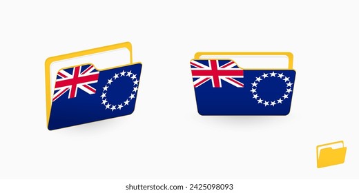 Cook Islands flag on two type of folder icon. Vector illustration.