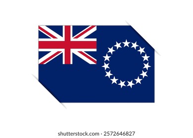 Cook Islands flag - rectangle colorful flag representing a country cultural identity and heritage. The essence of national pride and unity. Attached by the corners in a paper album