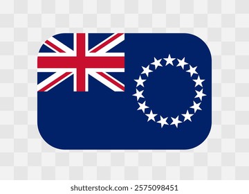 Cook Islands flag - rounded rectangle colorful flag representing a country cultural identity and heritage. The essence of national pride and unity. Vector flag on transparent background.