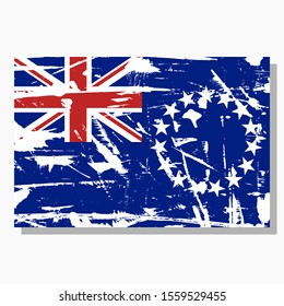 Cook Islands flag with scratches in vector