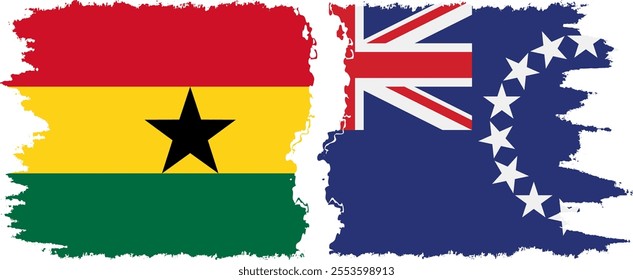 Cook Islands and Ghana grunge flags connection, vector