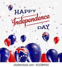 Cook Islands Independence Day Patriotic Design. Balloons in Cook Islander National Colors. Happy Independence Day Cook Islands Vector Greeting Card.