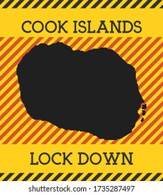 Cook Islands Lock Down Sign. Yellow island pandemic danger icon. Vector illustration.