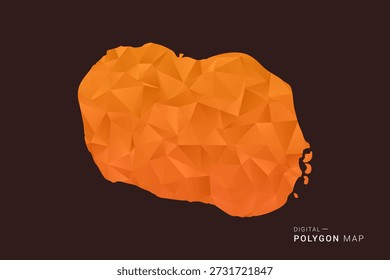 Cook Islands Map - low poly polygon vector, geometric triangulated silhouette in orange and dark brown tones, clean modern infographic style, isolated background.