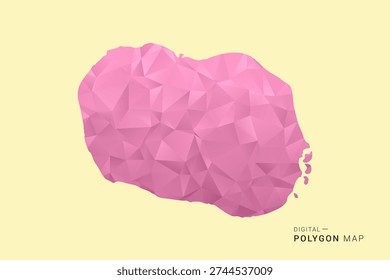 Cook Islands Map - Low poly polygon map design in soft pink pastel gradient on beige background, modern minimal geometric style, clean digital vector illustration.