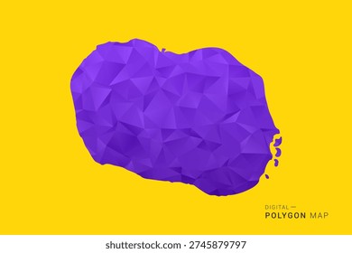 Cook Islands Map - Low poly polygon map in vibrant purple gradient on bold yellow background, modern minimal geometric style, clean digital vector illustration.