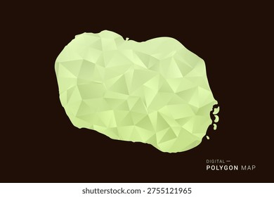 Cook Islands Map - Low poly polygon map in soft light green gradient on dark brown background, modern minimal geometric style, clean abstract vector illustration design.