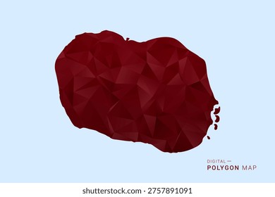 Cook Islands Map - Low poly polygon map in deep red gradient on light blue background, modern minimal geometric design, vector illustration with faceted triangulated style.