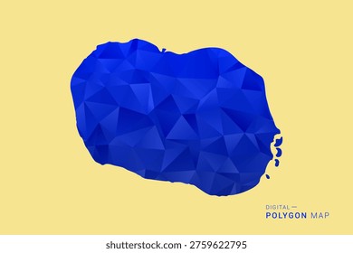 Cook Islands Map - Low poly polygon map in deep blue gradient on soft beige background, modern minimal geometric design, clean abstract vector illustration with faceted triangulated style.