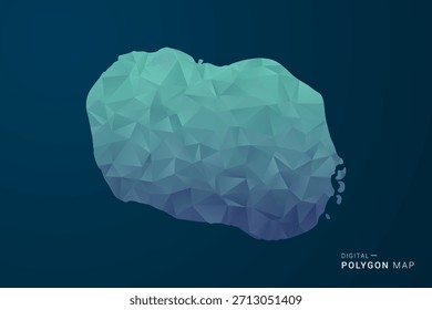 Mapa de las Islas Cook: Ilustración vectorial de estilo polígono con degradado azul azulado, diseño geométrico de bajo contenido de polietileno, inspirada en la Tecnología y en la tecnología digital, silueta limpia sobre fondo oscuro.
